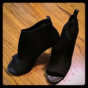 Calvin Klein Stretch Peep Toe High Healed Booties
